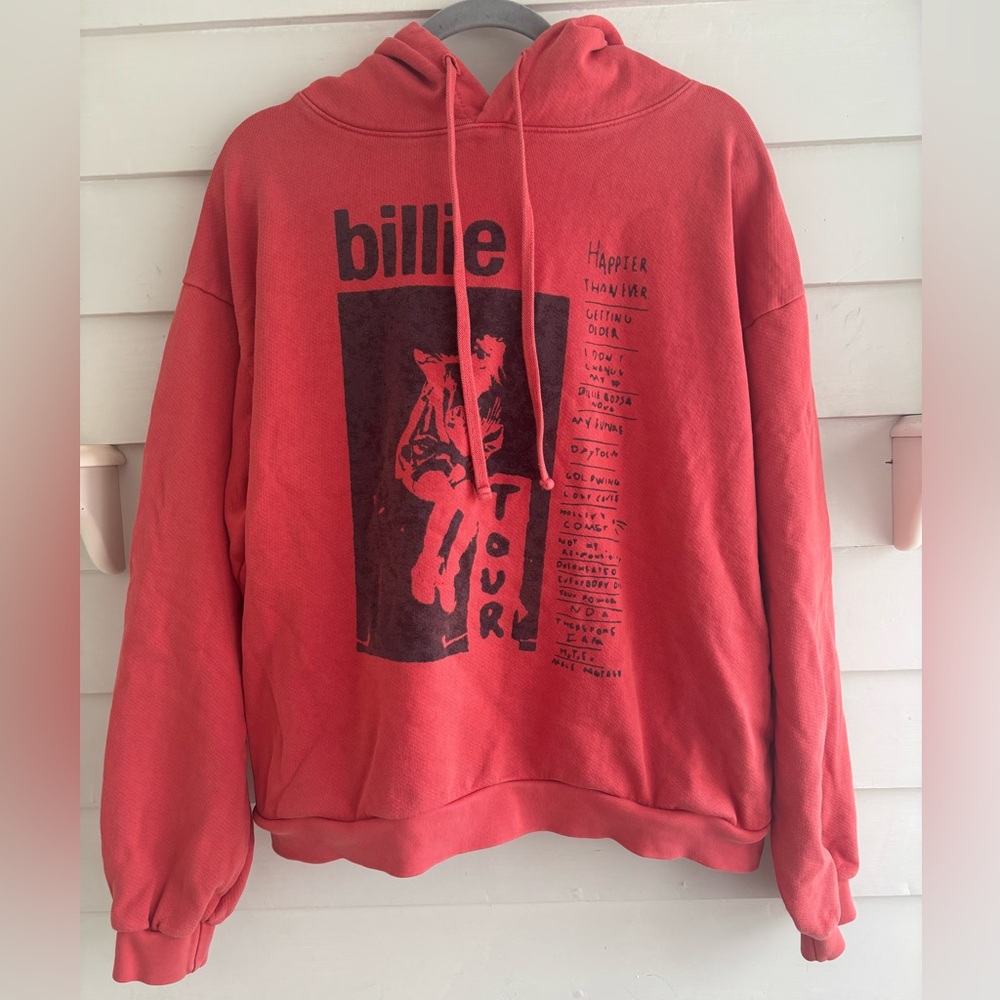Billie Eilish 2022 World Tour Unisex Orange Hooded Sweatshirt Size Medium